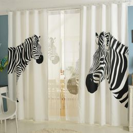 Curtain & Drapes Nordic Ins Digital Printed 3d Curtains For Bedroom Window Decoration Modern Style Zebra Pattern Room 2pcs A Set