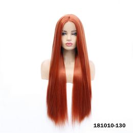 Brown Synthetic Lacefrontal Wig Simulation Human Hair Lace Front Wigs 12~26 inches Long Silky Straight perruques de cheveux humains 181010-130