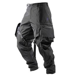 reindee lusion steven pantaloni cargo con spalline ampie tasche impermeabili outdoor techwear darkwear ninjawear 210715