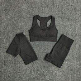 Seamless Women Yoga Set Gym Clothes Sports Bra Fitness Crop Top Sleeve Shirt High Waist Shorts Sports Suits Athletic Wear