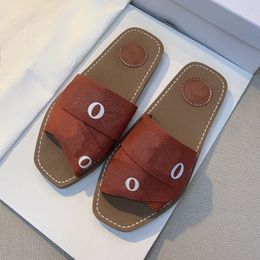 new Designer cross canvas slippers fashion classic brown thick bottom flat heel sandals wear resistant women's beach slipper slide