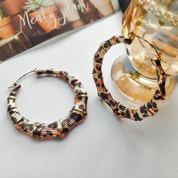 Leopard Hoop Earrings Women 2021 Trend Boho Bamboo Earring Big Large Fashion Round Hoops Fall Ear Ring Gifts To Girlfriend