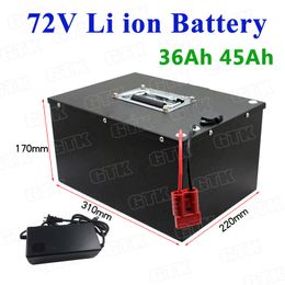 GTK 72V 36Ah/45Ah lithium ion battery with steel box built-in BMS for 3600w electric tricycle electrocar electrombile+5A Charger