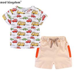 Mudkingdom Cute Toddler Boy Short Set Little s Outfits Animal Shirt and for Summer Clothes Suit Rainbow Wear 210615