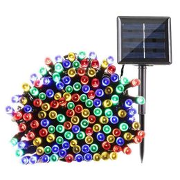 Blå Grön Vit Multicolor Outdoor Yellow Solar Lampor 12m 100LEDS LED Light String Fairy Christmas Party Solars Garden Lampa D2.0