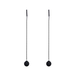 Black Colour Matte Ball Pendant Dangle Earrings Long Chain Tassel Drop Earrings Korean Contracted Temperament Ear Line Jewellery