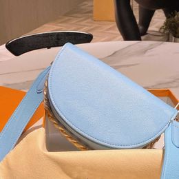 2021 half month shape women's shoulder bag solid color diagonal bag thick chain decoration handbag summer magnetic buckle purse