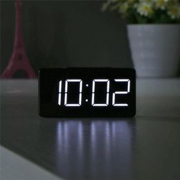 clock tester Australia - Desk & Table Clocks Mini LED Mirror Digital Clock Student Bedside Alarm Usb Desktop Simple Electronic Temperature Tester