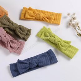 25 color U Pick Up Solid Waffle Knit Headband Bow Headbands Kids Girls Soft Turban Head wraps Children Hair Accessories