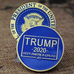 -Presidente Donald Trump 2020 Moneta placcata in oro - Mantieni l'America Grande moneta commemorativa Badge Badge Token Collezione artigianale Collezione artigianale Souvenir