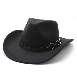 Vintage Western Hat With Felt Bowler Fedora Men Female Solid Color Wide Brim Jazz Cap Four Seasons Cowgirl Cap sombreros