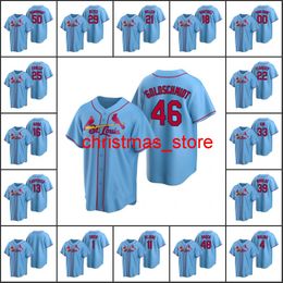 Men Women Youth #4 Yadier Molina 46 Paul Goldschmidt 13 Matt Carpenter Custom Light Blue Alternate Jersey