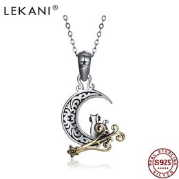 LEKANI 925 Sterling Silver Pendant Necklaces For Women Retro Moon Elements Necklace Anniversary Simple Gift Jewellery