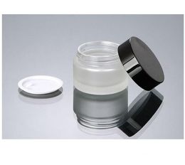 new50g(50ml) Frosted Clear Glass cream jars bottle with black lids, cosmetic container,cosmetics packaging empty bottles EWF6355