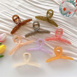 Solid Colour translucent Frosted Acrylic Claw Large Barrette Crab Hair Claws Bath Clip Ponytail Clip Hair Accessories