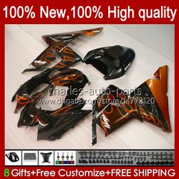 Motorcycle Fairings For KAWASAKI NINJA ZX1000 ZX 1000 CC ZX 10 R ZX-10R 04-05 Bodywork 9No.42 ZX1000C ZX10R 04 05 ZX1000CC 1000CC ZX 10R 2004 2005 Bodys kit orange flames