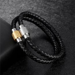 Punk Style Charm Stainless Steel Bible Bracelets For Women Men Accessories Gothic Jewelry Braided Rope Leather Bracelet