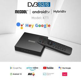 4K Satellite MECOOL KT1 TV Receiver Amlogic S905X4 Netflixs Android TV 10 DVB-S2 Dolby Google Italy Spanish TV BOX