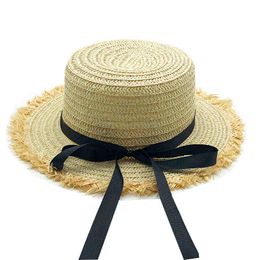 2020 Simple Sale Flat High sun Hat Summer Spring Women's Travel Caps Bandages Beach child Traw Hat Breathable Girls hat G220301