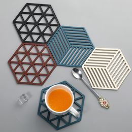 Silicone Trivet Insulation Mat Drink Coaster Hexagon Dish Mats Cup Pad Heat-insulated Bowl Placemat Anti Slip High Temperature Resistance Tableware Pads JY0586