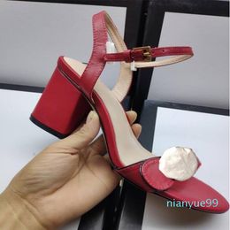Klassische Original Luxus Designer Marke High Heel Sandalen Damen Mode Doppel GSexy Echtes Leder Mid-heel Sandale Hochzeit kleid Schuhe