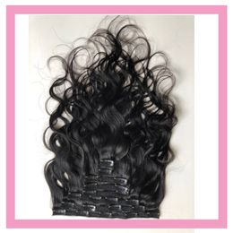 Peruvian Human Hair Clip In Hair Extensions Body Wave Natural Colour 100g/piece Clips On