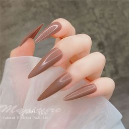 240pcs Solid Color Stiletto Fake Nails Tips 3 Colors Long Full Cover Ballerina False Nail Art Accessories DIY