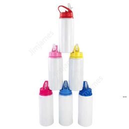 Sublimation Water Bottles suction sports kettle Aluminum Blanks colours Bottle 600ML White Cover Cups with straw sea shipping DAJ227