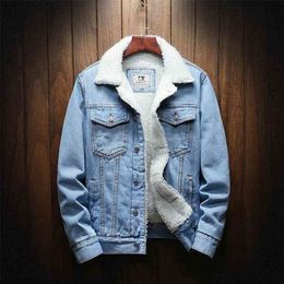 Men Winter Jean Jackets Outerwear Warm Denim Coats Men Large Size Wool Liner Thicker Winter Denim Jackets Plus Size XS-6XL 210923