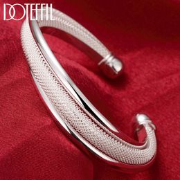 925 Sterling Silver Fashion Large Reticulated Bracelet Women Bangle Wedding Engagement Jewelry