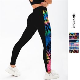 Simple Side Flower Pattern Leggings For Fitness High Waist Gym Pant Push Up Printed Workout Running 211221