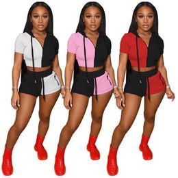 Women's Tracksuits Chiclover Summer Tracksuit Wholesale Items Casual Sweatsuit Joggers Two Piece Set Hoodie Zipper Pockets Tops And Sweat Sh