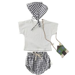 Summer baby Cotton Boy Girl Polka dot clothes Plaid pants and Hat Three-piece children's Jumpsuit 210417