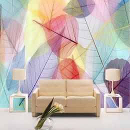 Custom Murals Wallpaper Modern Abstract Colourful Leaves Photo Living Room TV Sofa Background Wall Waterproof