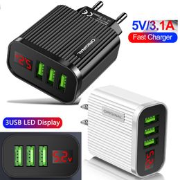 5V 3A Led Display 3 Port Ac Home Travel Wall Charger Power Adapter For iphone Samsung Huawei Android phone pc high quality