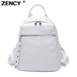 womens genuine cow leather silver accessories cowhide rucksack