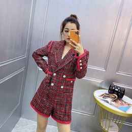 Women's Jumpsuits & Rompers A50711 Fashionable Jumpsuit Short-sleeved Xiaoxi's Fit Body Was Thin Pants 2021 Summer Casual Suit Jacket Female