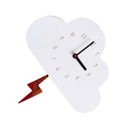 10pcs Wall Clocks 1Pc Creative Swing Flash Clock Cloud Shape Kids Room Decoration (White)