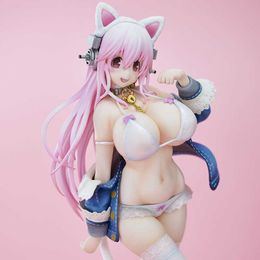 27CM Nitro Super Sonic Super Sonico White Cat Ver PVC Anime Sexy Girl Action Figure Toy Modle Doll Collection Toys Gifts