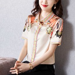 Korean Women Shirt Chiffon Blouses for Short Sleeve s Female Top Stain Blouse Tops Plus Size Summer Woman Basic 210604