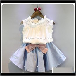 Baby Maternity Drop Delivery 2021 28 Years Kids Clothes For Girls The Bow Skirt And Lace Top Summer Suit Korean Style Childrens Clothing Sets