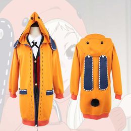 Anime Cosplay Costume Clothings Yomoduki Runa For Girls Women Orange Coat Hoodies Zip Jacket Y0913