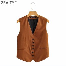 Women V Neck Solid Colour Slim Linen Vest Jacket Ladies Retro Sleeveless Single Breasted Casual WaistCoat Chic Tops CT706 210416