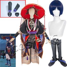 Genshin Impact Scaramouche Cosplay Costumes Game Suit Batlle Outfit Uniform Genshin Impact Scaramouche Cosplay Wig Party Dress Y0903