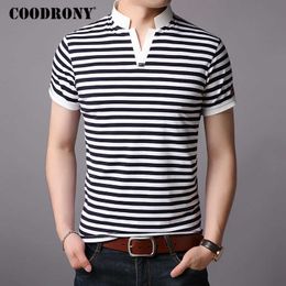 COODRONY Cotton T Shirt Men Srand Collar Short Sleeve T- Summer Streetwear Casual 's T-s Tee Homme S95010 210629