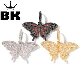 HIP HOP Custom small size Butterfly Pendant Necklace Combination Words Name Chain Full Iced Cubic Zirconia Jewellery X0707