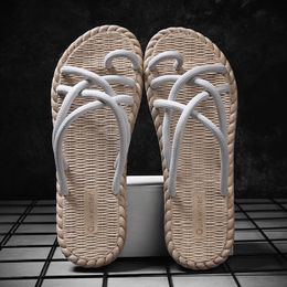 Massage flip-flops summer men's Korean student slippers beach sandals comfortable casual shoes fashionable home wear men thick soles