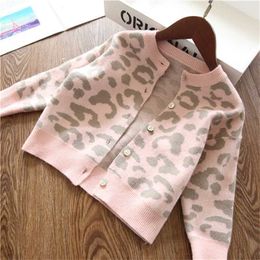 Baby Girls Outerwear Coat for Girl Fashion Leopard Cardigan Clothing Sweater Outwear Children Kids Autumn Winter Coats 2-8 years 211106