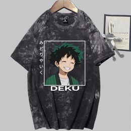 My Hero Academia DekuT-shirt Print Fashion Short Sleeve Round Neck Tie Dye Anime Tops Y0809