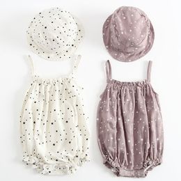 Summer Cute born Infant Baby Girls Tiny Spots Romper Sleeveless Jumpsuit Casual Clothes Outfits 210429